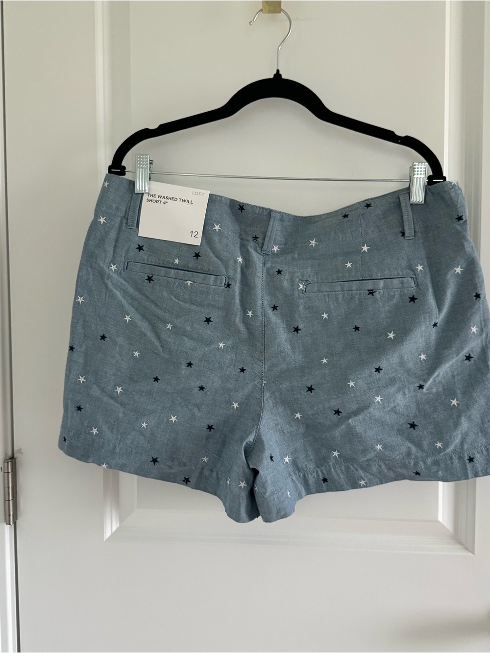 LOFT Light Blue Star Embroidered Bermuda Shorts - Picture 2 of 5